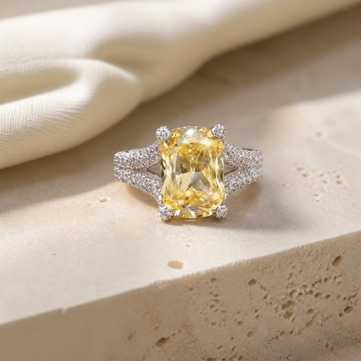 Luxe Yellow Cushion Ring
