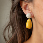 Lustrous Pearl Amber Earrings
