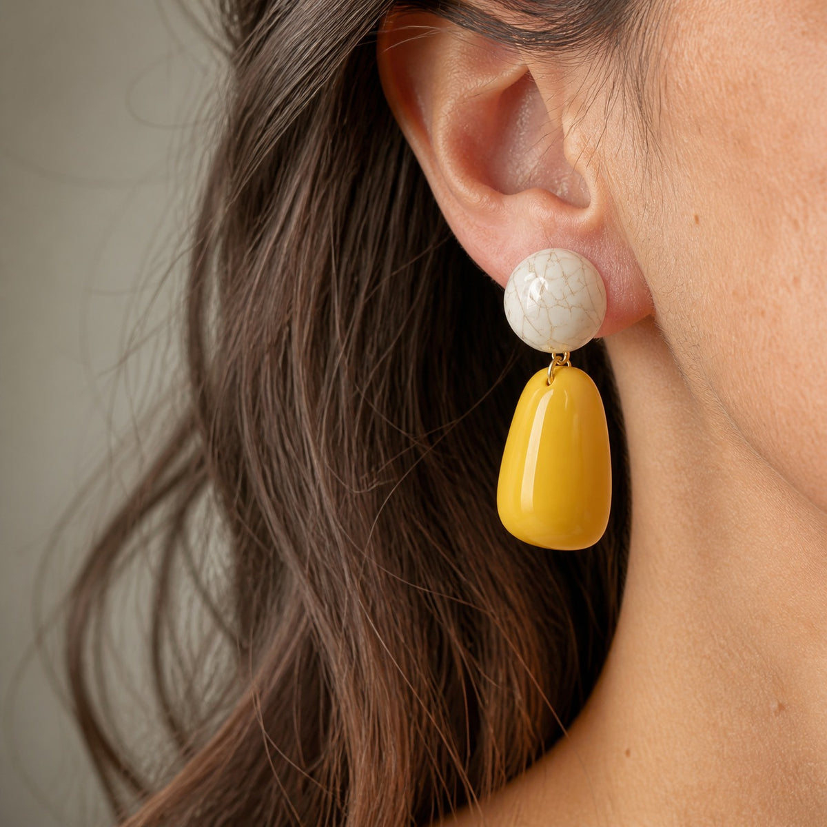 Lustrous Pearl Amber Earrings