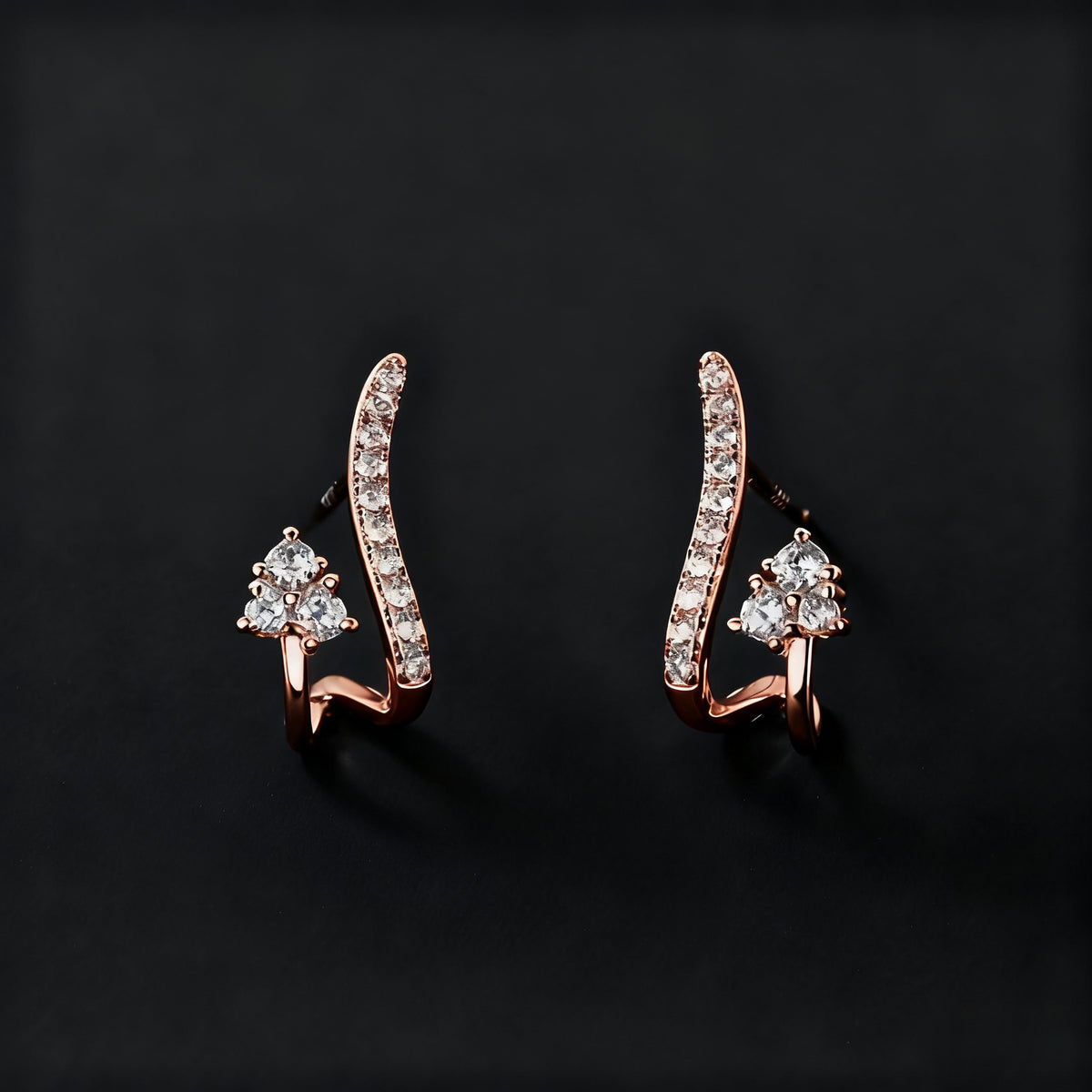 Elegant Curved Zirconia Earrings