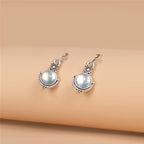 Elegant Round Cabochon Moonstone Earrings