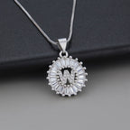 White Gold Initial Letter Zirconia Necklace