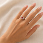 Crimson Heart Halo Crystal Ring