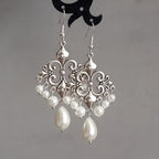 Pearl Chandelier Filigree Drop Earrings