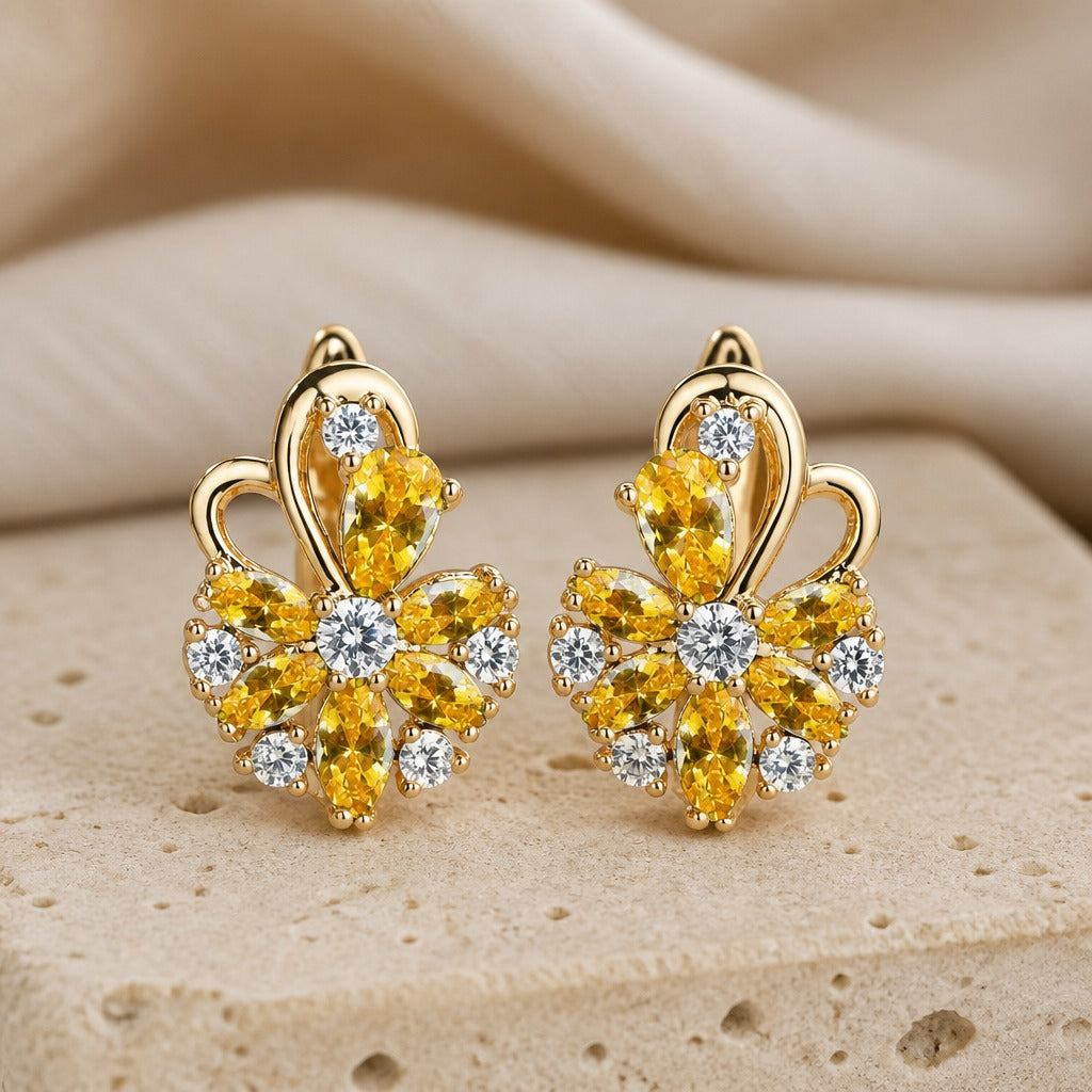 Prestigious Yellow Flower Earrings