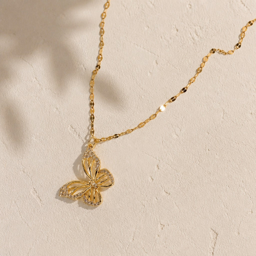Minimalist Hollow Butterfly Pendant Necklace