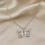 Butterfly Initial Letter Pendant Necklace
