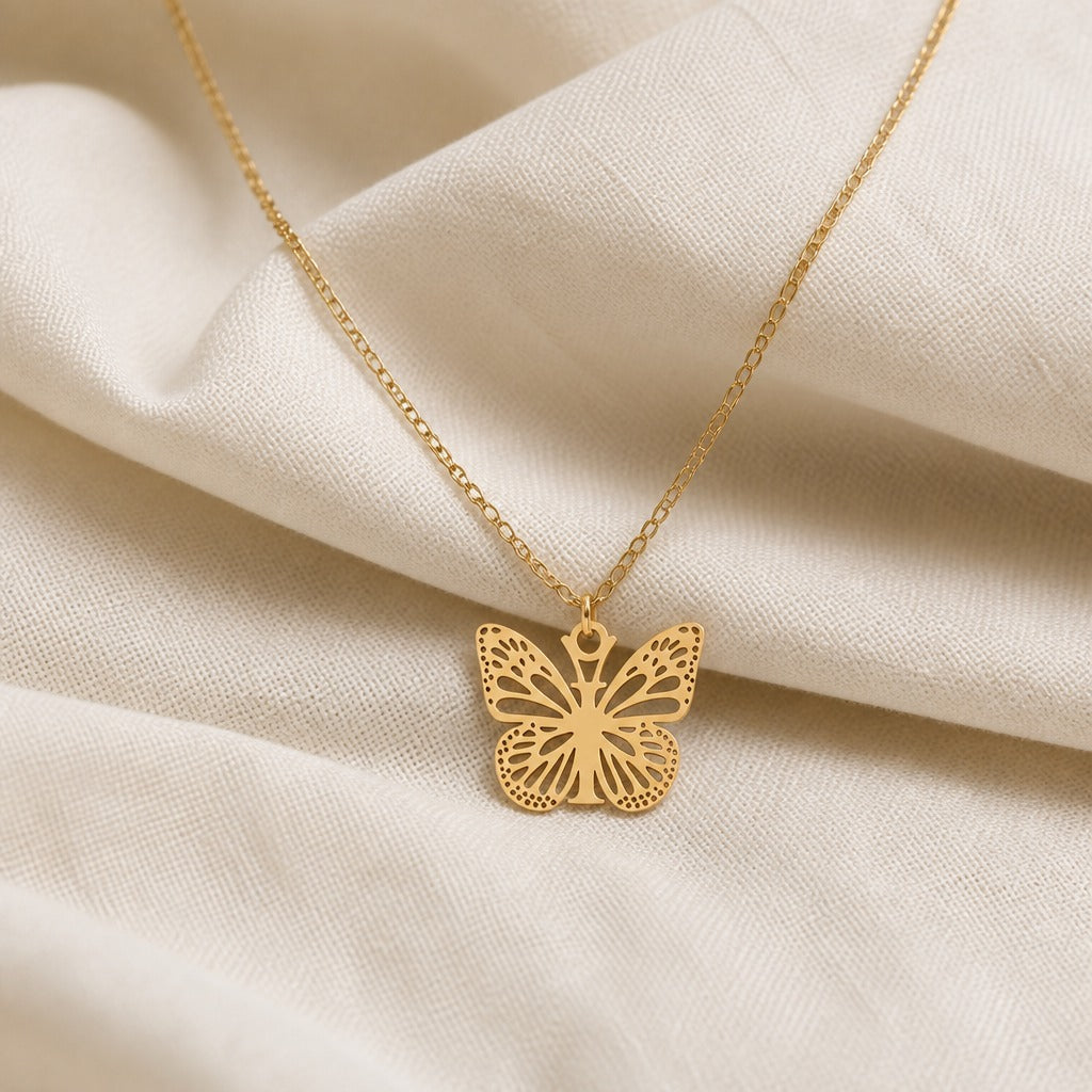 Butterfly Initial Letter Pendant Necklace