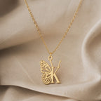 Butterfly Initial Letter Pendant Necklace