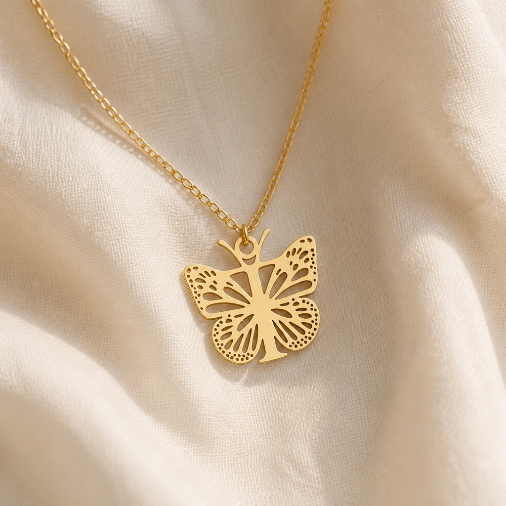 Butterfly Initial Letter Pendant Necklace
