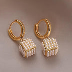 Golden Cube Drop Earrings
