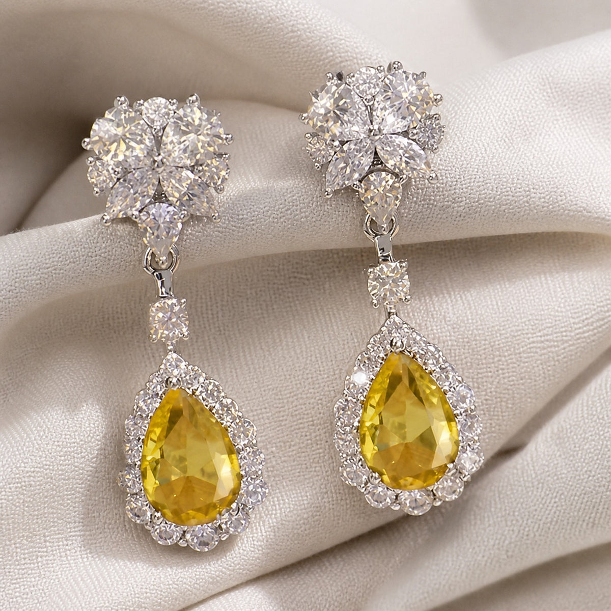 Exquisite Yellow Teardrop Earrings