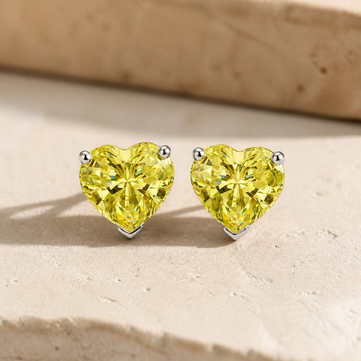 Dazzling Yellow Heart Earrings