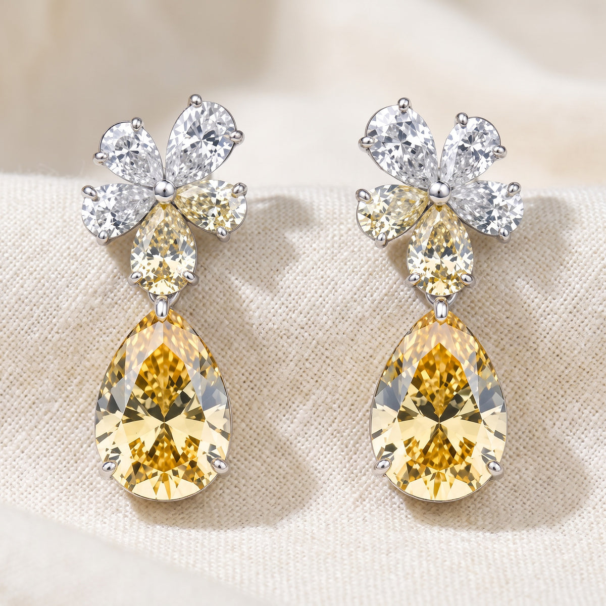 Dazzling Yellow Pear Earrings