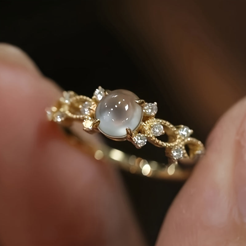 Golden Moonstone Elegant Ring