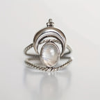 Moonstone Crescent Silver Ring