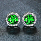 Emerald Silver Stud Earrings