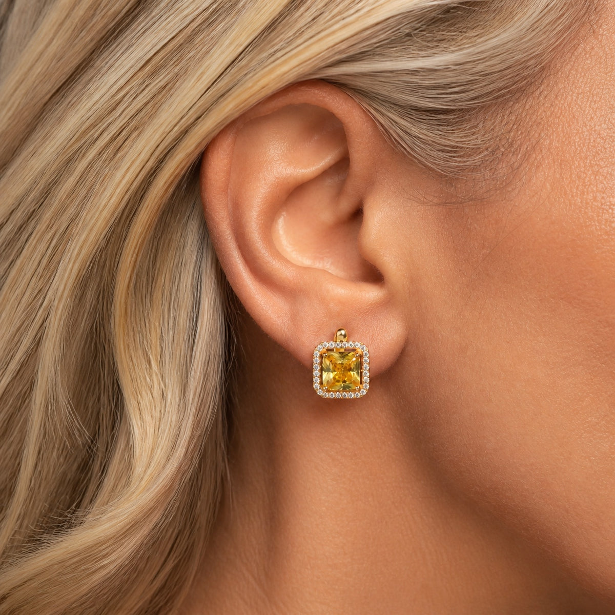 Majestic Halo Square Earrings
