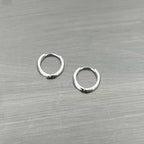 Set of 2 Pairs Brushed Silver Minimal Hoops