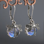 Vintage Moonstone Dragonfly Earrings