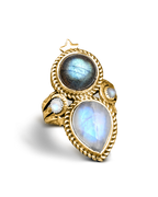 Celestial Moonstone Labradorite Ring