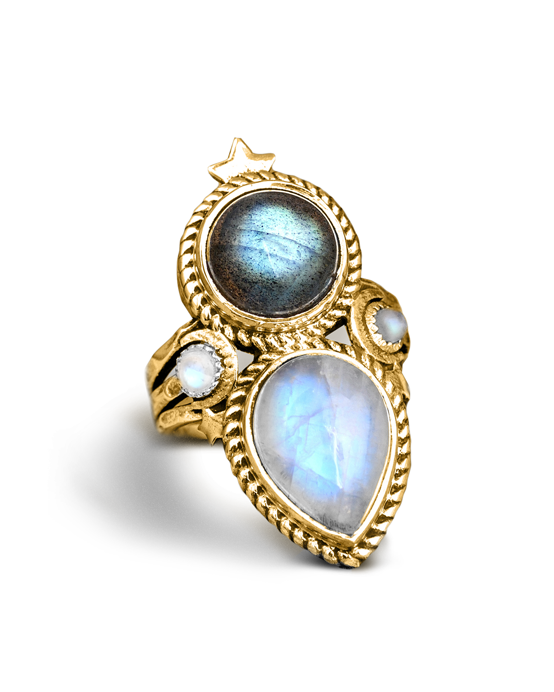 Celestial Moonstone Labradorite Ring