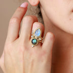 Celestial Moonstone Labradorite Ring