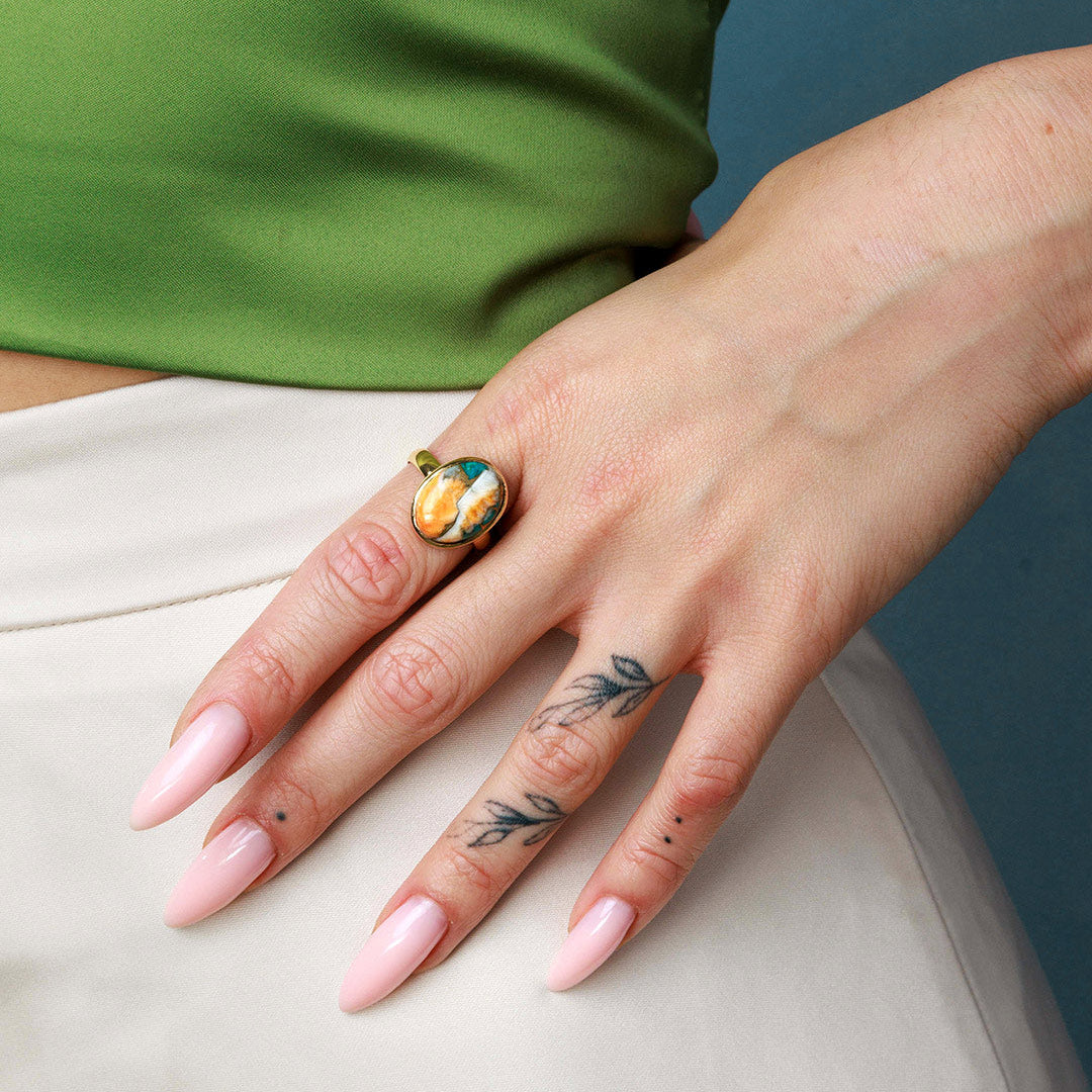 Oyster Turquoise Gold Ring