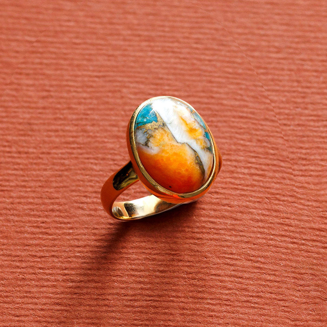 Oyster Turquoise Gold Ring