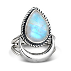 Crescent Moon Moonstone Ring