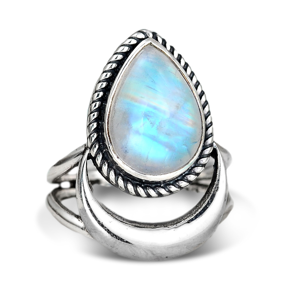 Crescent Moon Moonstone Ring