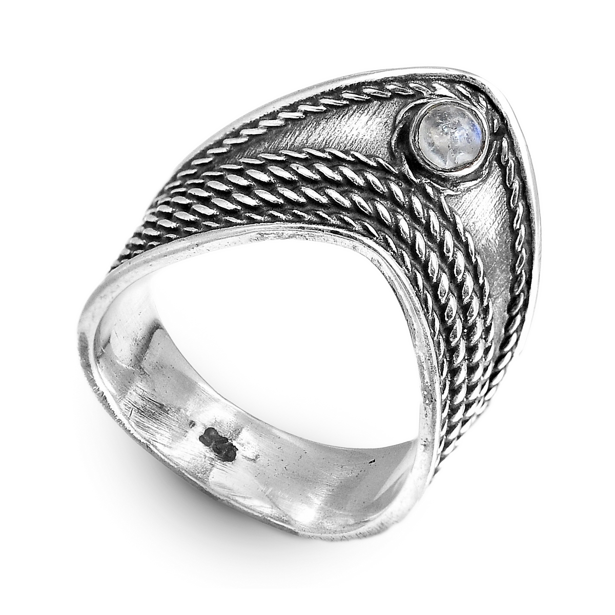 Chevron Moonstone Silver Ring