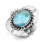 Larimar Silver Boho Ring
