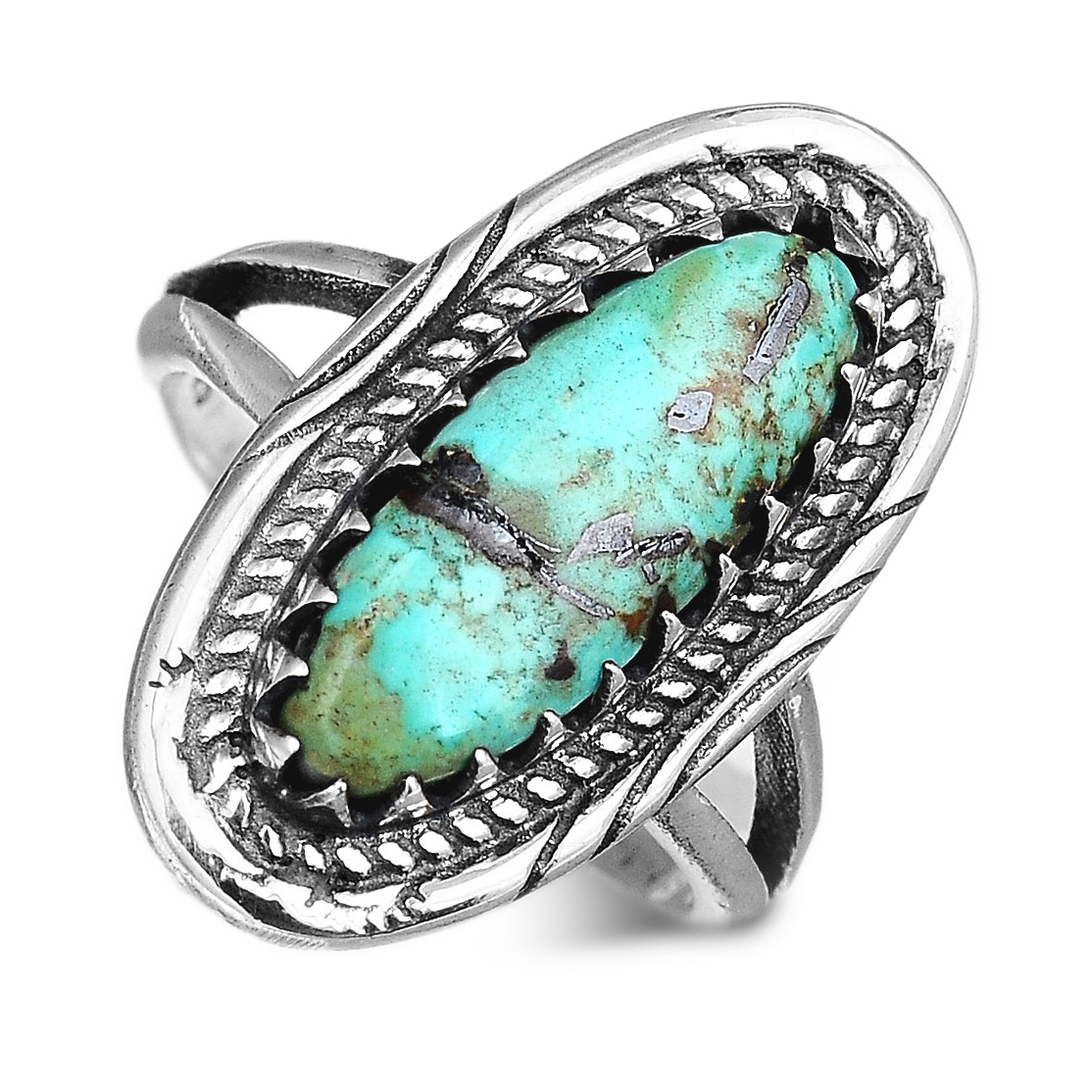 Turquoise Silver Boho Ring