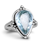 Teardrop Aquamarine Silver Ring