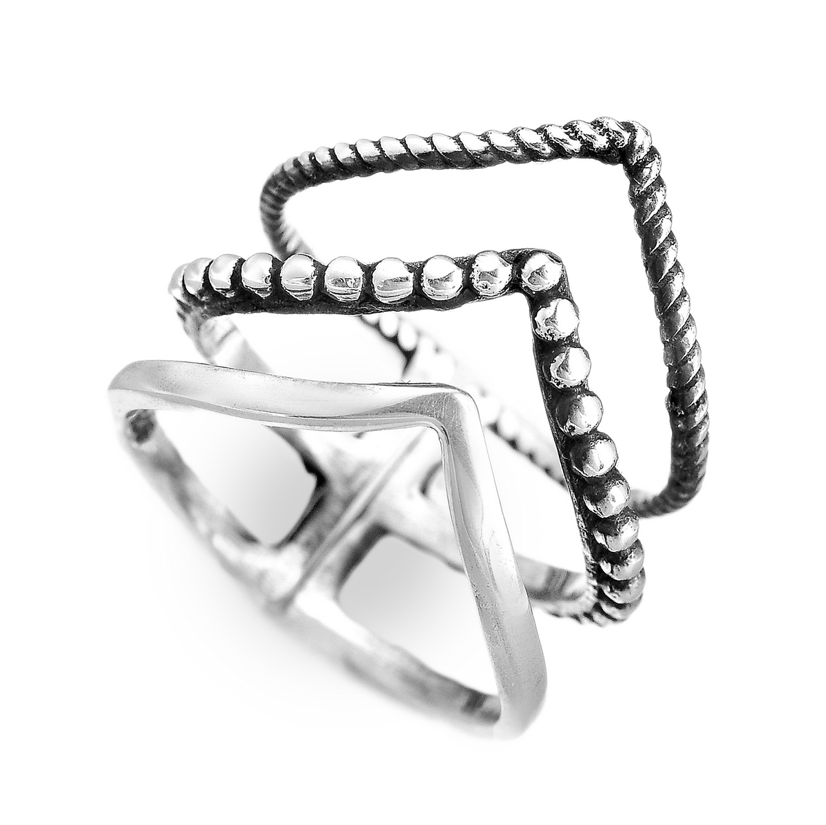 Triple Chevron Boho Ring