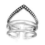 Chevron Boho Silver Ring