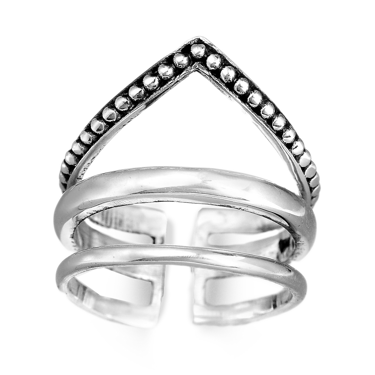 Chevron Boho Silver Ring