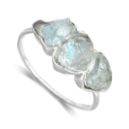 Three Stone Raw Aquamarine Ring