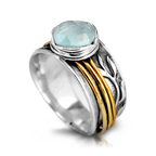 Aquamarine Spinner Silver Ring