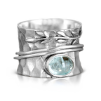 Aquamarine Leaf Spinner Ring