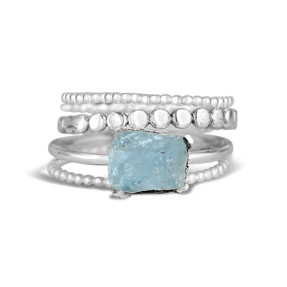 Aquamarine Stacking Ring Set