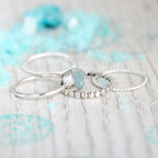 Aquamarine Stacking Ring Set