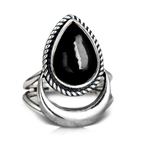 Black Tourmaline Moon Ring