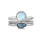 Moonstone Aquamarine Ring Set