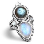Celestial Moonstone Labradorite Ring