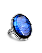 Labradorite Leaf Silver Ring
