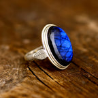 Labradorite Leaf Silver Ring