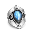 Teardrop Labradorite Silver Ring
