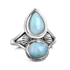 Boho Larimar Shell Ring